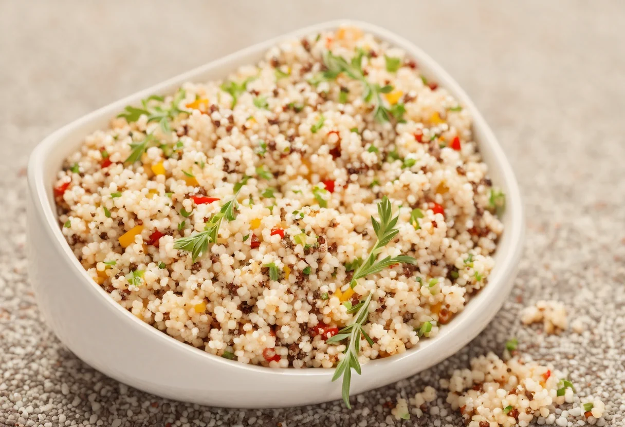 Cooked whole grain quinoa rich in magnesium and plant-based protein