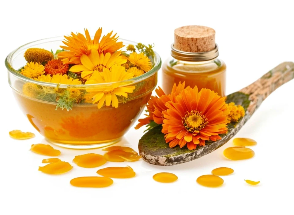 Handmade calendula balm used for bug bites and minor skin irritations